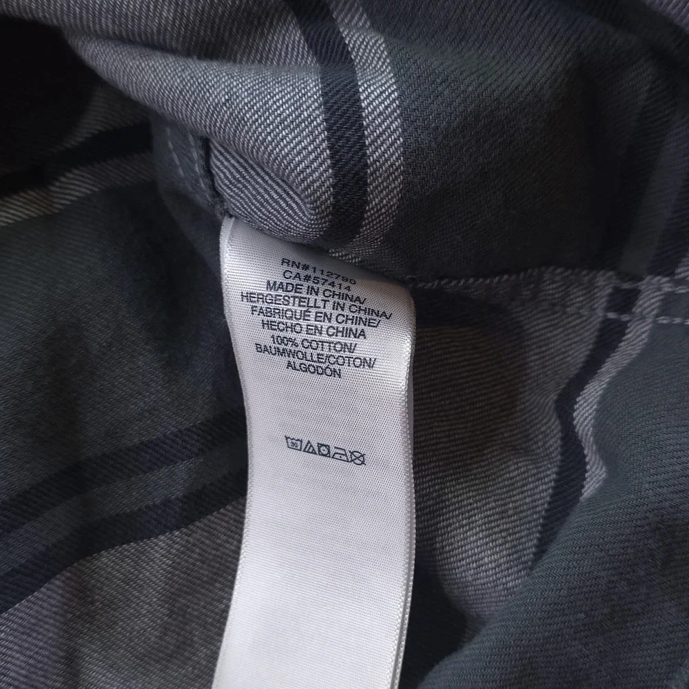 True Religion‎ Flannel Shirt Medium Gray Green Striped Button Up Outdoors